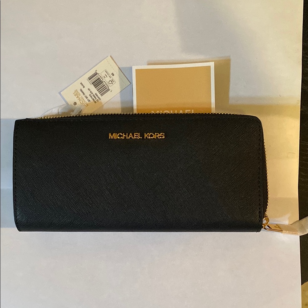 Michael Kors Black Wallet with Gold Accents